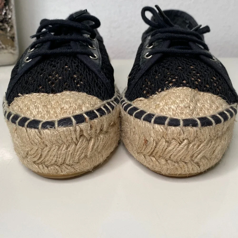 Diane von Furstenberg‎ Espadrille Sneakers Black Lace Up Size 37 EU/6.5 US